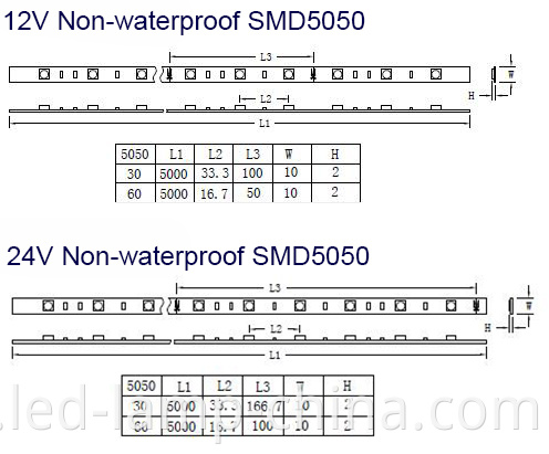 Non-waterproof SMD 5050 LED Strip Lights